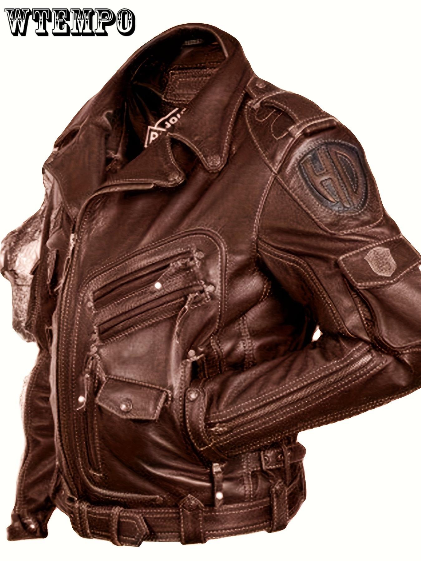 Giacca in similpelle da uomo, giacca da motociclista, da strada, termica, calda, antipioggia, impermeabile, tascabile, sportiva, da sera, normale, giacca in similpelle XXXXXXL marrone