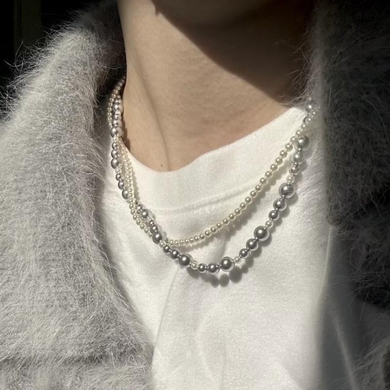 Fashion Imitation Pearl Wrapped Necklace Double Layer Magnetic Buckle Neck Chain Choker Necklace Jewelry Gift Wholesale