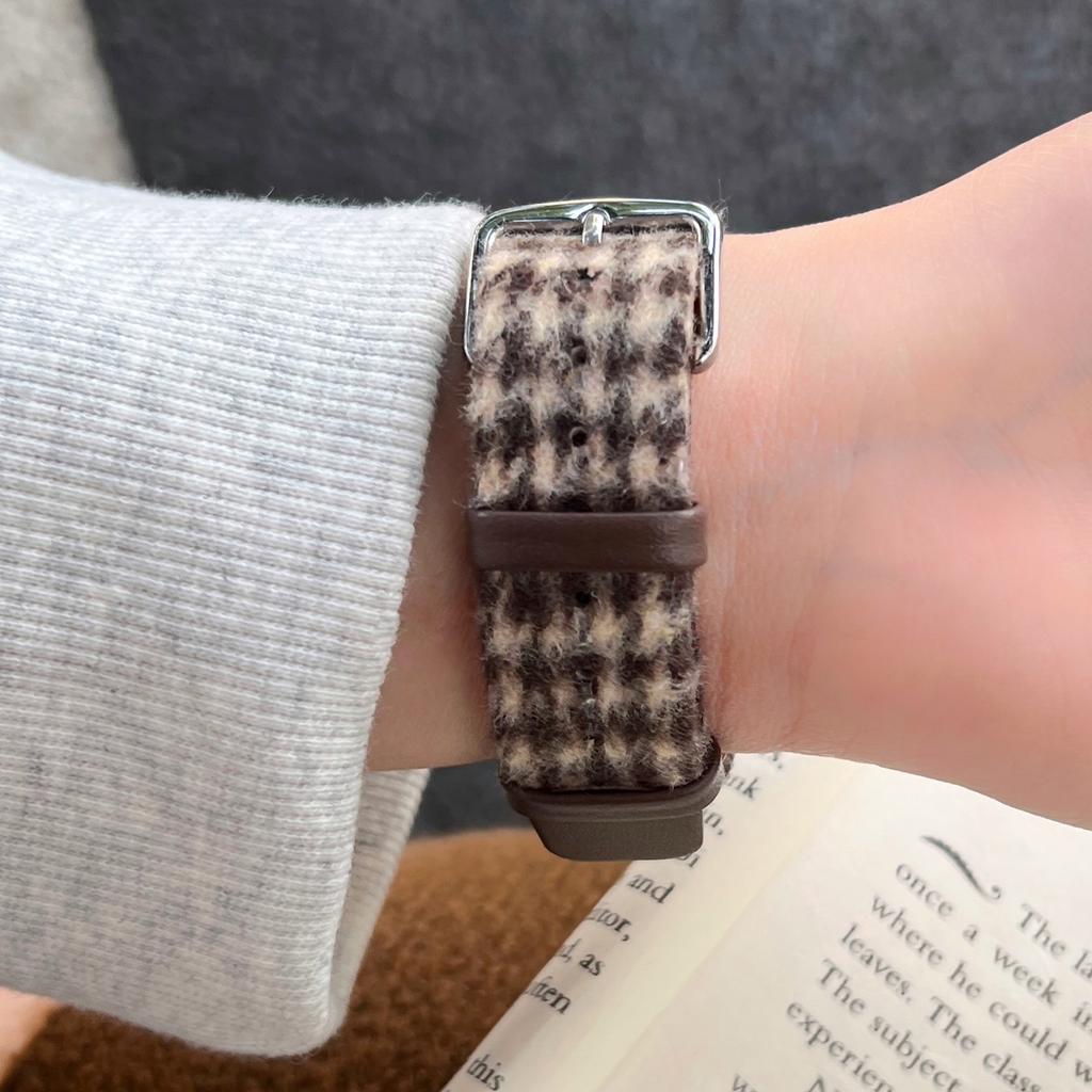 Woolen Fabric Leather Strap for Apple Watch Series 10 9 8 7 SE 6 5 4 3 2 1 42mm 41mm 40mm 38mm Watch Band