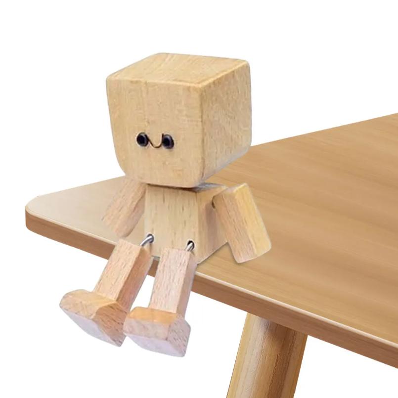 Shaking Wooden Man Figurine Magnetic Changeable Car Dashboard Decoration Air Outlet Fragrance Ornaments Desktop Decor emoticon Kid Friendly