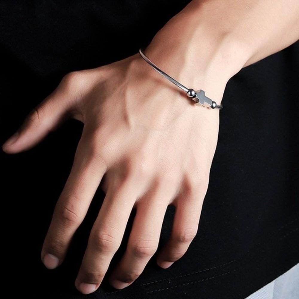 Vintage Religious Bracelet Silver Couple Bracelet Trendy Open Bangle Bracelet  Casual Jewelry