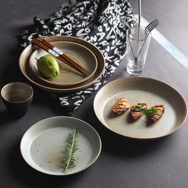 Japanese Retro Coarse Pottery Dinner Plate