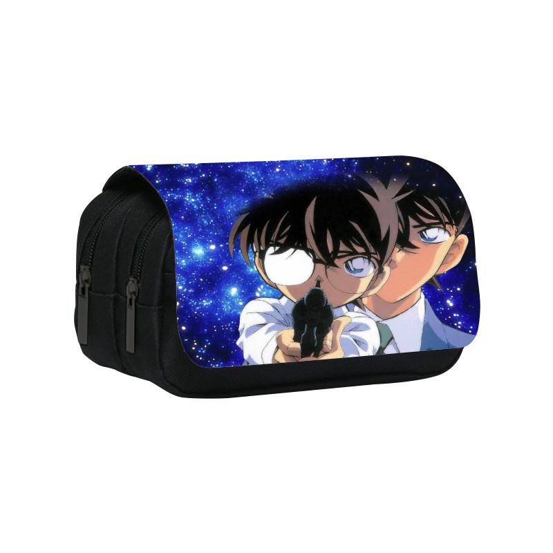 Detective Conan Double Layer Pencil Case Large Capacity Storage Organizer For Students