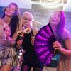 2 Pcs LED Lighted Dance Fans Foldable Handheld Rave Fans Light-up Folding Fans for Stage Performance Birthday Party Wedding