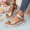 2025 Foreign Trade Summer New Women's Platform Sandals Large Size Soft Sole One-word Buckle with Fish Mouth Platform Sandals