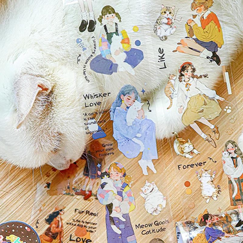Mr Paper 4rolls Raising Pets Girl Series Character Pet Theme PET Tape Handbook Collage DIY Phone Cases Photo Frames Calendars