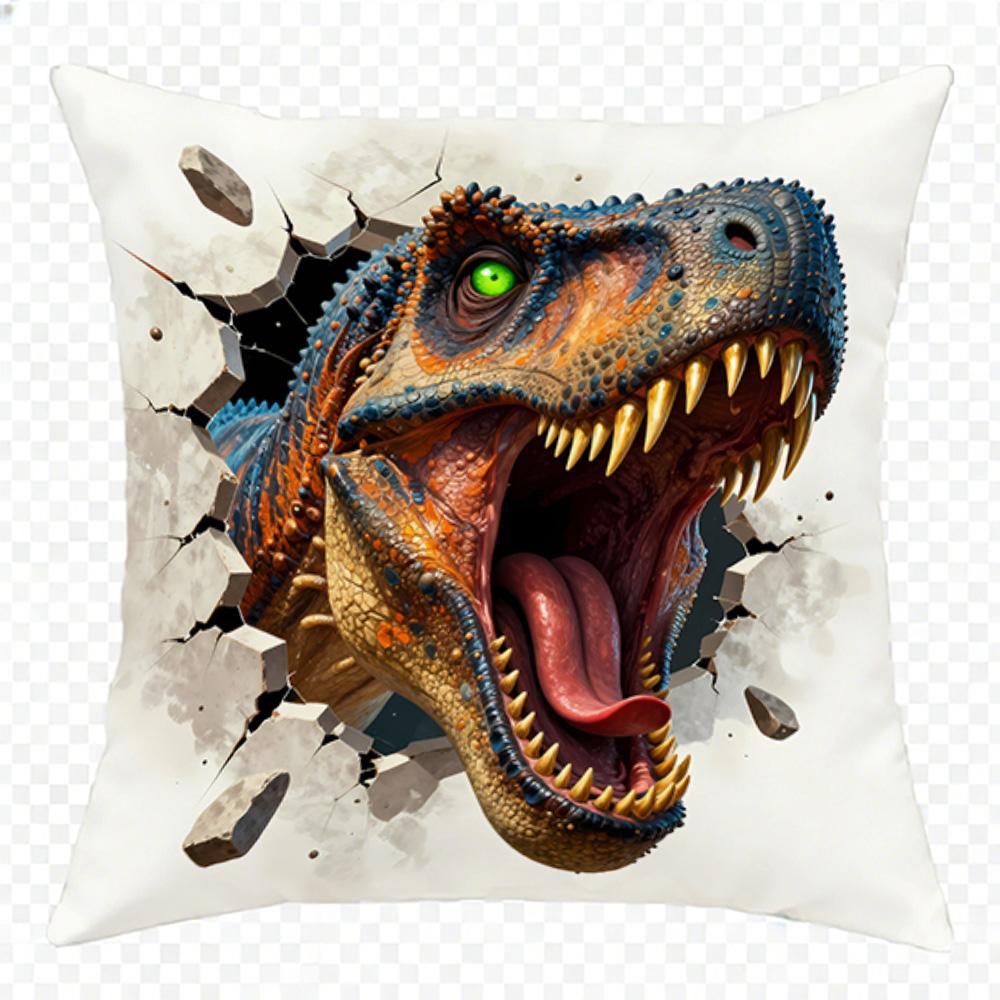 Dinosaur Print Doublesided Printed Pillow Cover Short Plush Suitable Living Rooms Bedrooms Sofas Throw Cushion Cover
