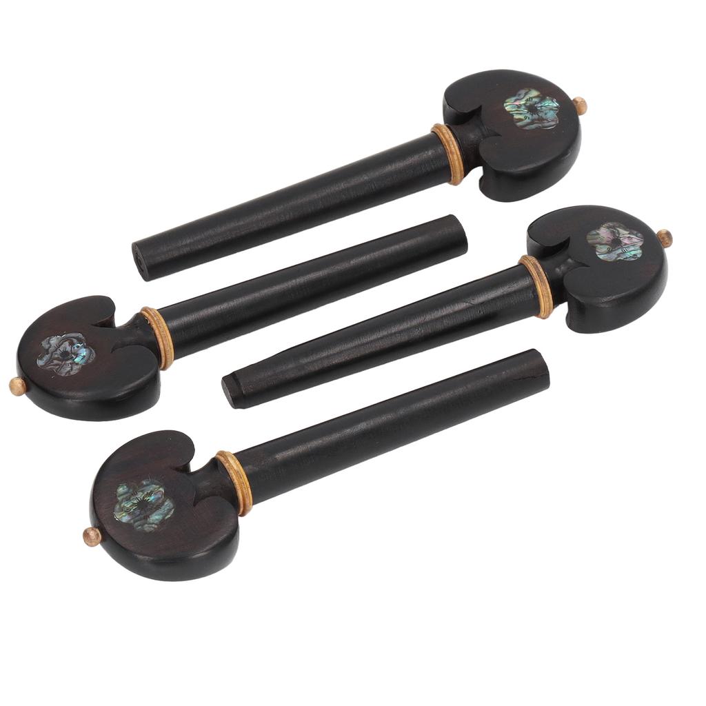 4 Piezas Clavija de Afinación Fina Ébano Negro Preperforada Hecha a Mano Resistente al Desgaste Clavija de Afinación para Violonchelo para Repuesto