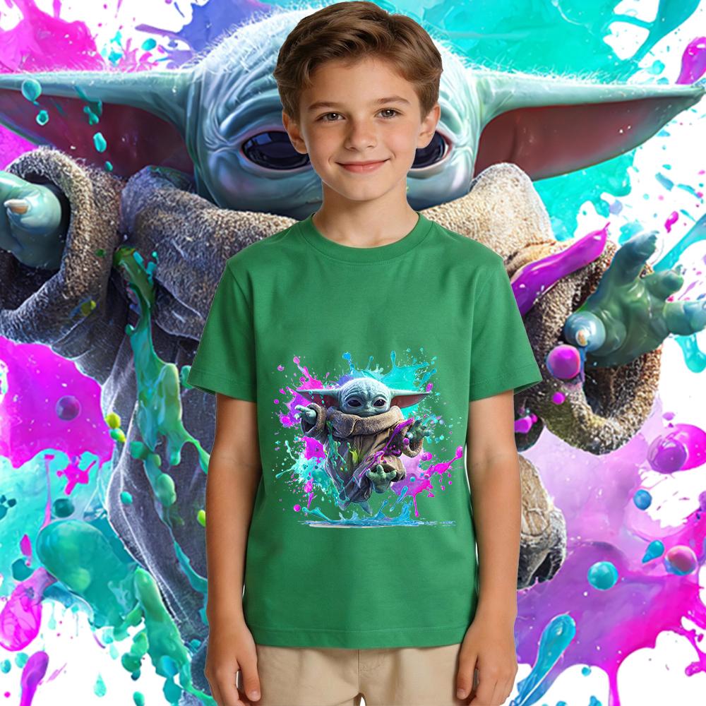 Star Wars Yoda Print Kids Cotton T Shirt Casual Short Sleeve Toddler Boys Girls Summer Top