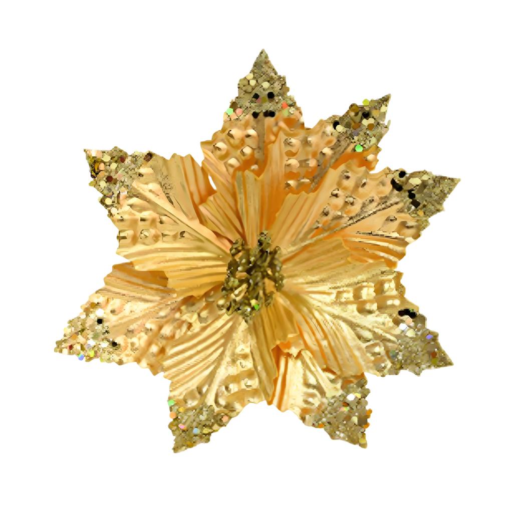 Artificial Christmas Flowers with Glitter for Tree Decoration and DIY Arrangements