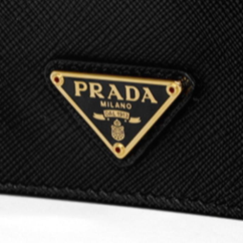 Prada Saffiano Dreieck Logo Kleines Portemonnaie 2 Fächer 1mv204 Qhh F0002