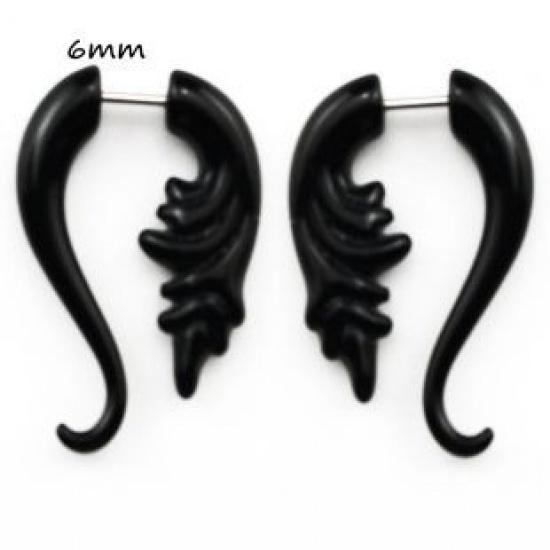 Fashion Black Horn Earrings For Women Hip-hop Acrylic Ear Stud Stainless Steel Anti-Allergies Earrings Gothic Spiral Ear