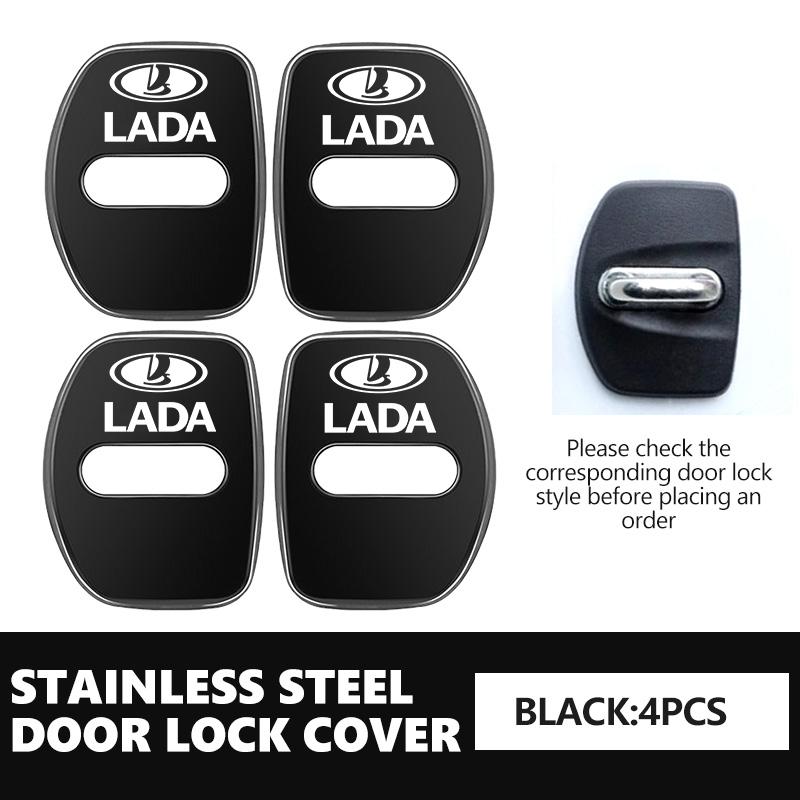 HVD1 4PCS Stainless Steel Car Door Lock Buckle Protective Cover Accessory For Lada Vesta Granta Largus Vaz Samara Vesta Niva 4X4 2110