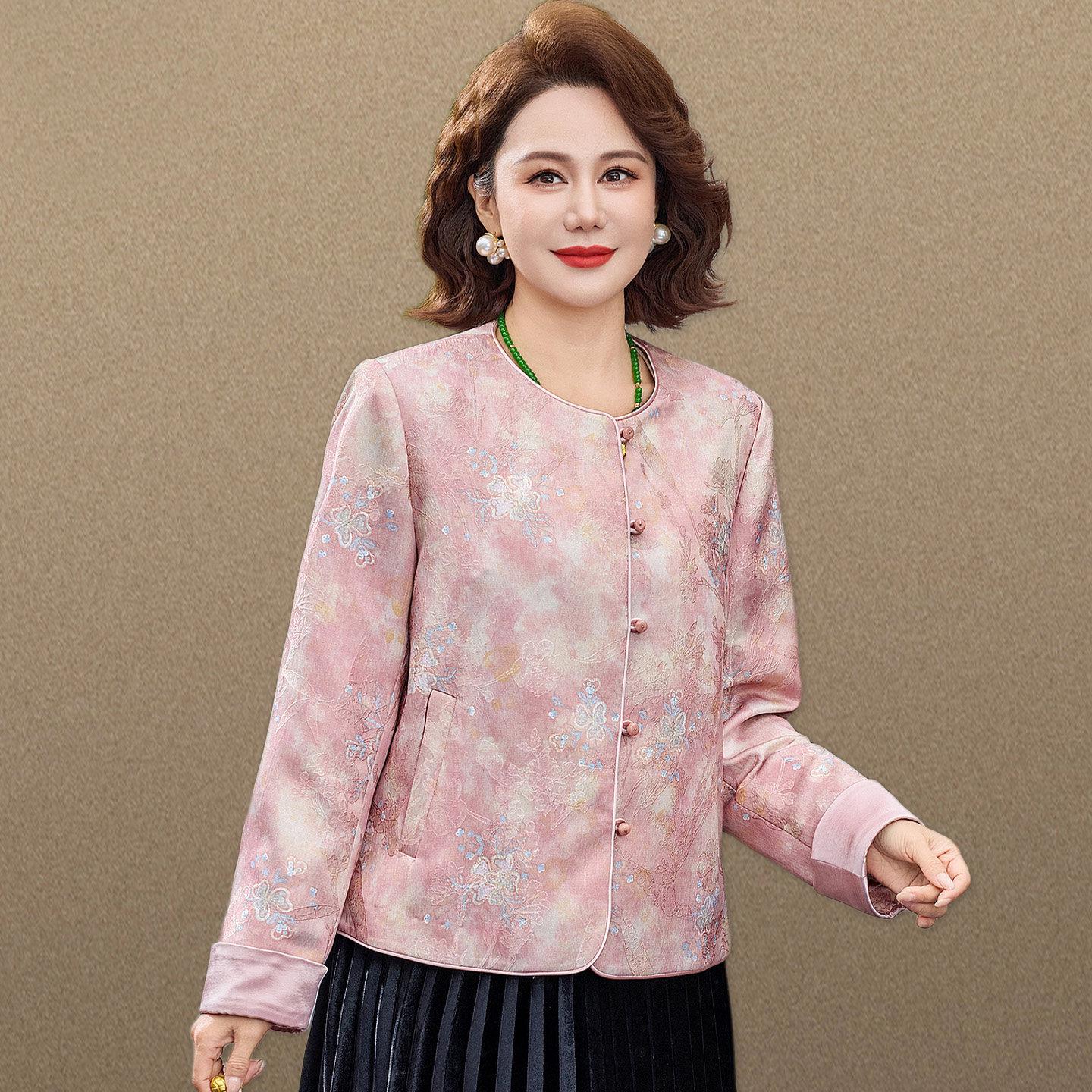 

Elegant Spring 2026 Women s Jacket - New Chinese Style for Middle-Aged & Elderly, National Trend, Spring/Autumn Wear 2XL - Recommended for 105-120 jin