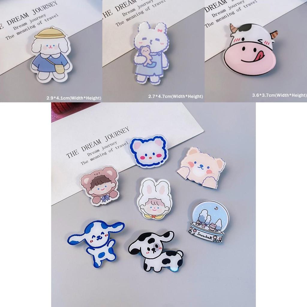 Adorable Cartoon Dog Rabbit Cow Brooches For Backpack And Handbag Decoration