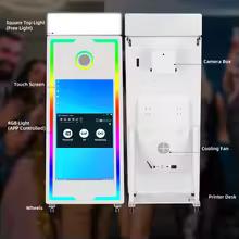 Interactive Full Metal 360 Instant Print Photo Booth Touch Screen LED Ambient Light Party Supporting SLR Smartphones iPad Camera