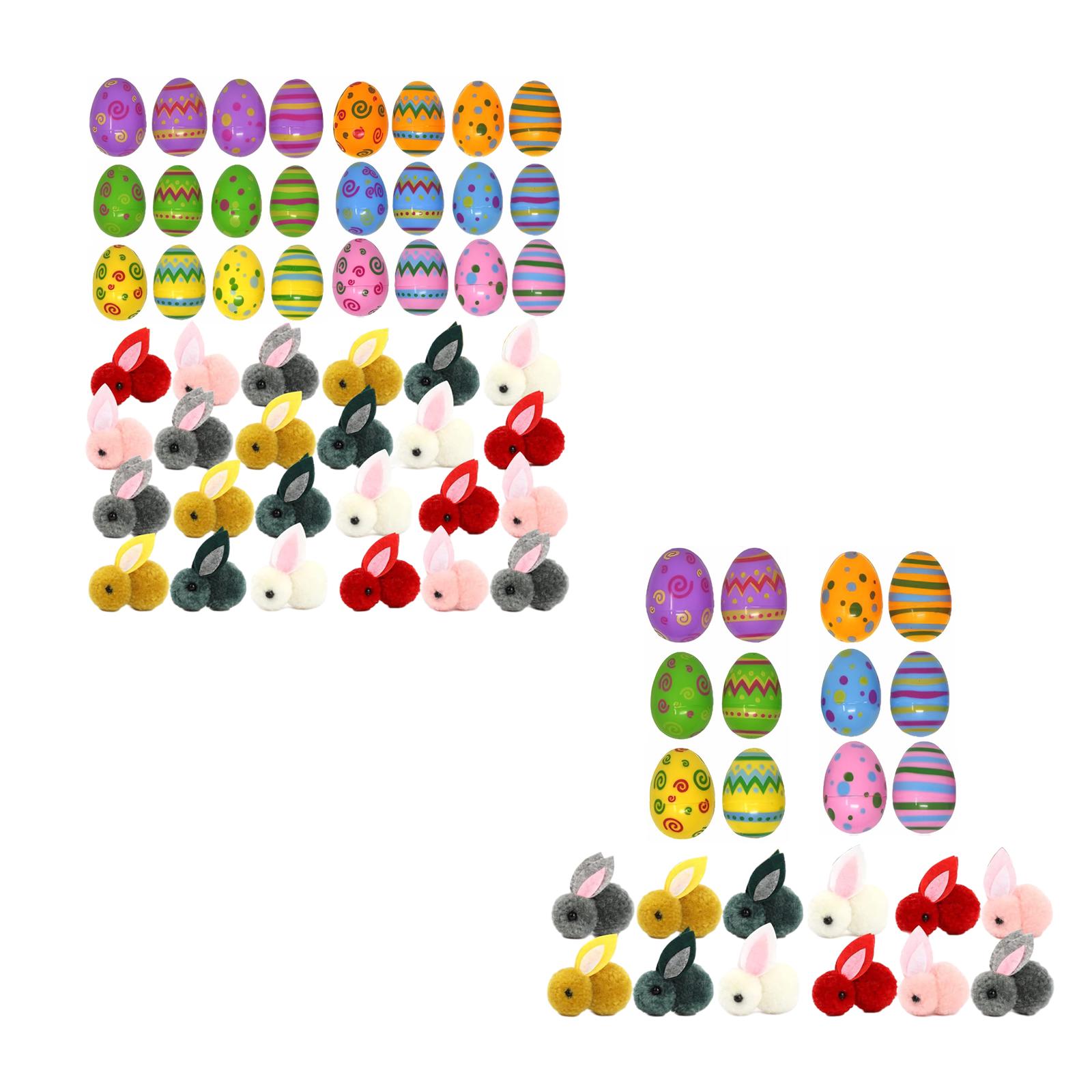 Easter eggs to fill with colorful stuffed bunnies for children, 12 Eggs