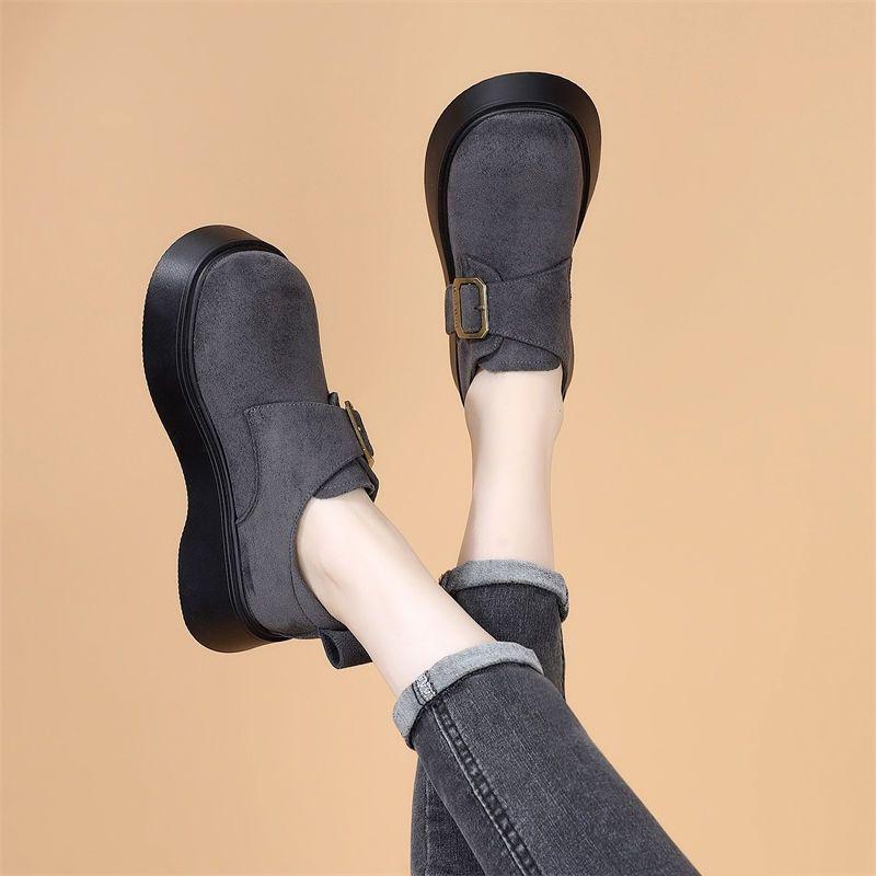 

Женские зимние замшевые лоферы Birkenstock слипоны 2025 года с флисовой подкладкой и платформенной подошвой 36 серый