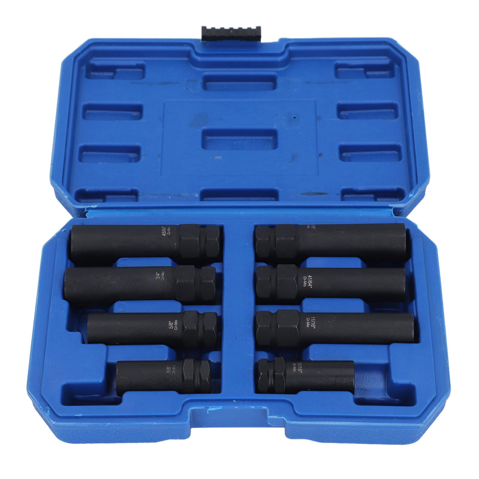 

Набор из 8 головок для гаек колес от 58 до 4564 дюймов из хромомолибденовой стали с тонкими стенками для снятия блокировки колес