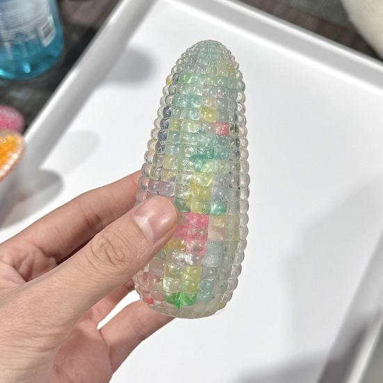 2Pcs Fake Corn Squeeze Toy Anxiety Stress Relief Transparent Corn Pinch Sensory Toy Teens Adults Soft TPR Calming Vegetable Fidget Toy