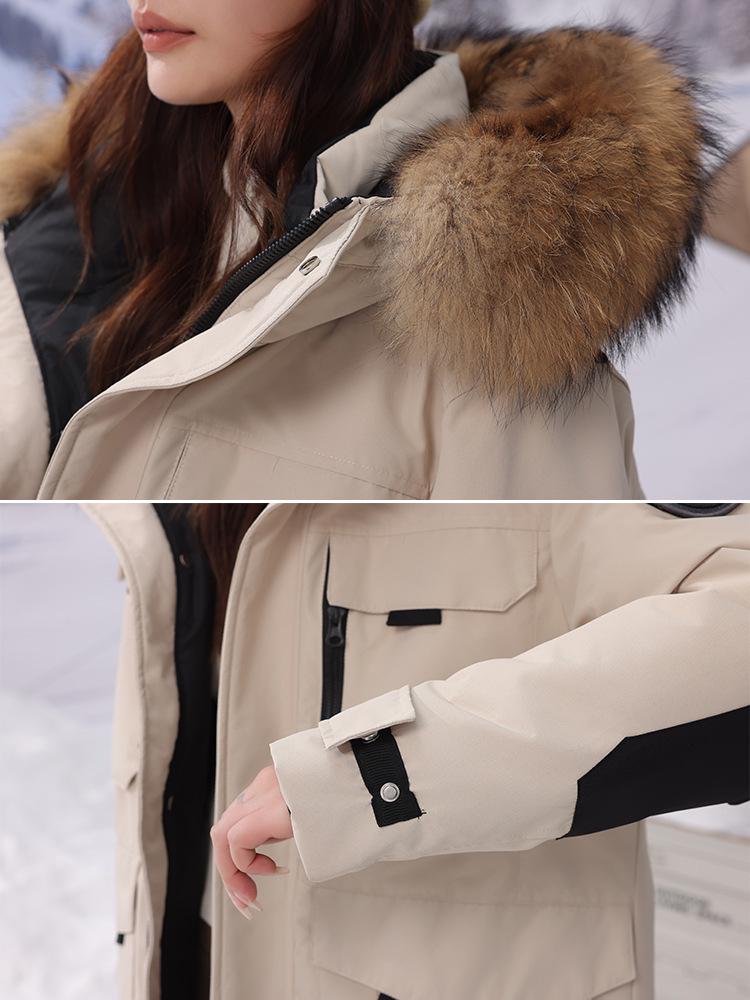 Unisex Mid-Length Thickened Goose Down Ski Parka