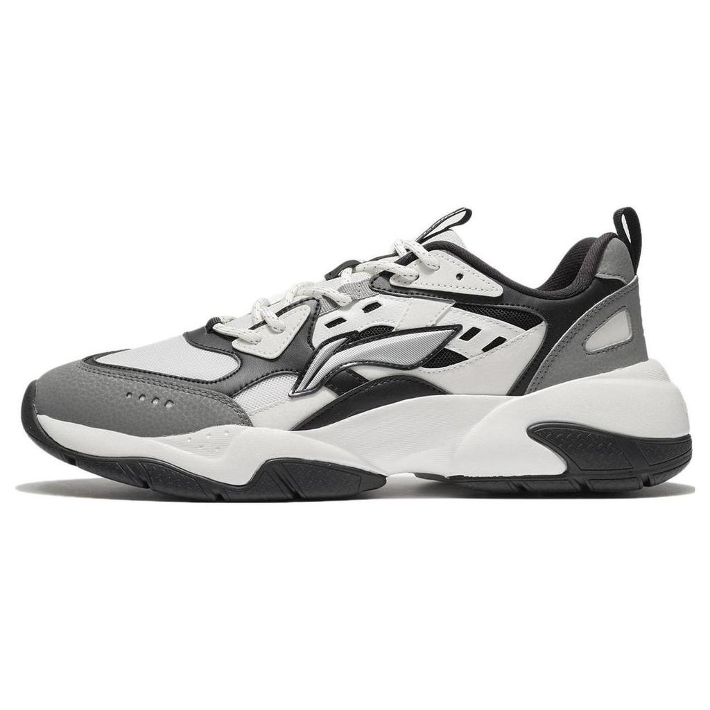 Li Ning Comfortable Cushioning Slip Resistant Abrasion Resistant Low top Casual Shoes Men's Gray Black AGCR477-2