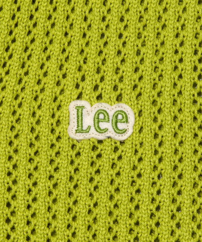 LEE Open Collar Curly Short Sleeve Knit Lime