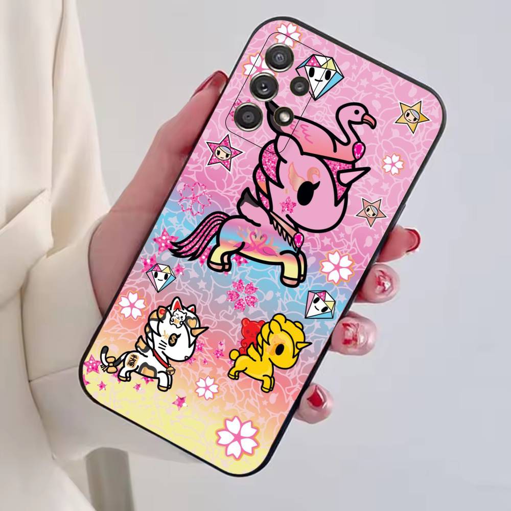 Japan T-Tokidokis Phone Case Black Silicone Soft For Samsung S25,S24,S21,S22,S23,S30,Ultra,S20,Plus,Fe,Lite