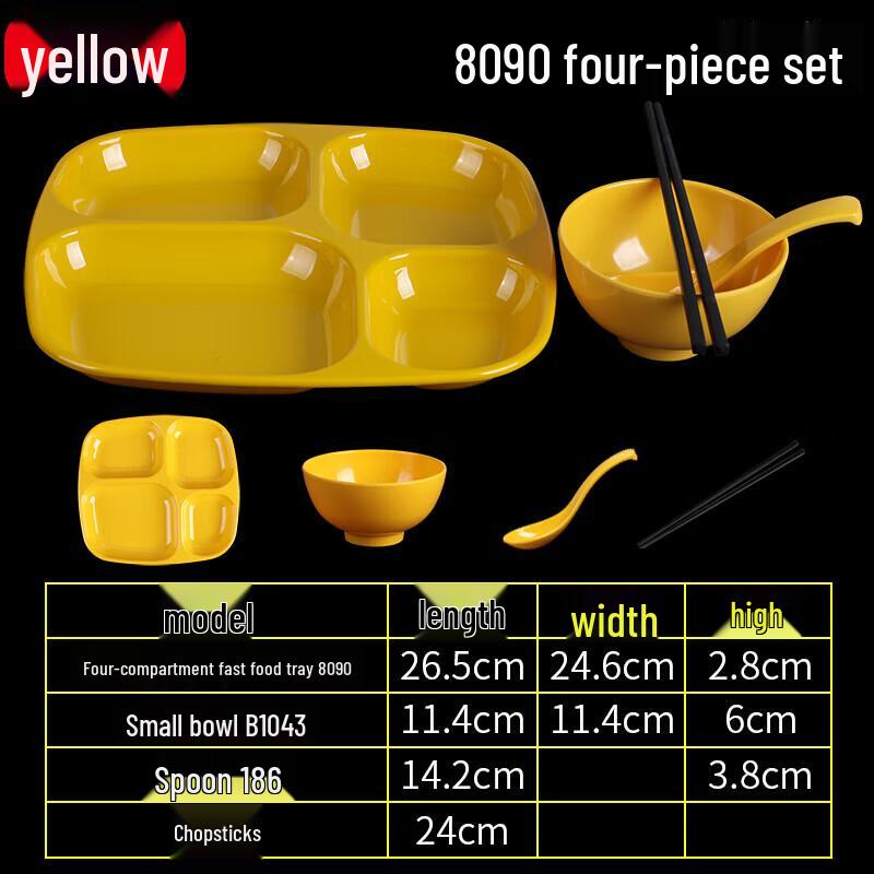 

Colorful Melamine Square 4-Compartment Meal Plate