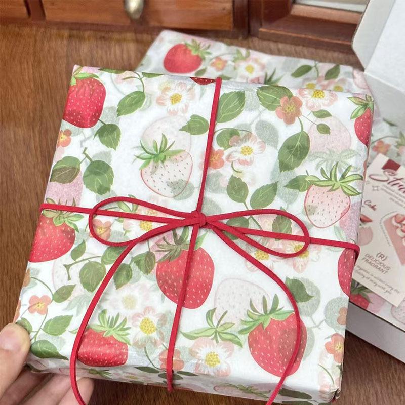 10 Sheets Cute Strawberry Snow Pear Paper Flower Bouquet Wrapped With Flower Lining Wedding Birthday Party Packing Decor Diy