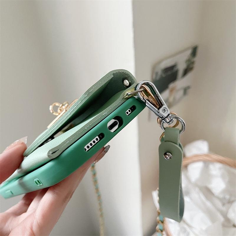 Elk Metal Card Holder for Apple 14 Pro Max, 13, 12 - Anti-fall, Chic Chain XS Fashion Case