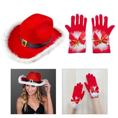 Cosplay Weihnachtsmannmütze Stulpen Handschuhe für Erwachsene Jugendliche Unisex Cosplay Weihnachtsmütze für Neujahr Feiertag Partyhut