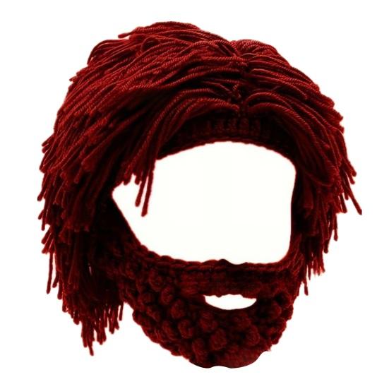 Wollmütze mit abnehmbarem Bart Warm Bequem Punk-Stil Mütze Halloween Weihnachtsfeiern Cosplay Zubehör