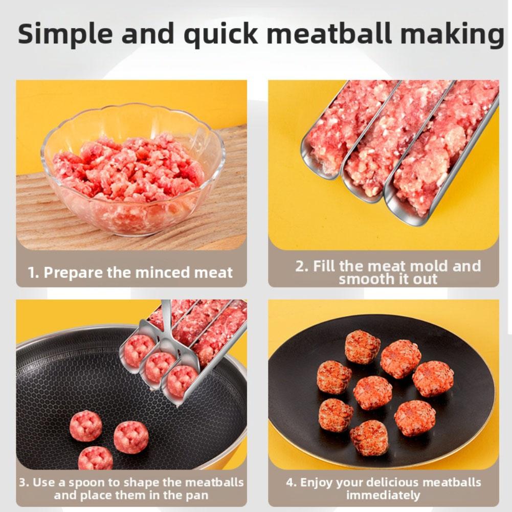 Meatball Maker With Scraper,304 Stainless Steel Ball Maker Tool For Beef,Chicken Meatball Scoop Maker Stainless Steel Kitchen
