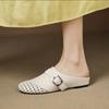 JX hollow bag head half slippers women's outer wear summer new splicing belt buckle low heel slippers