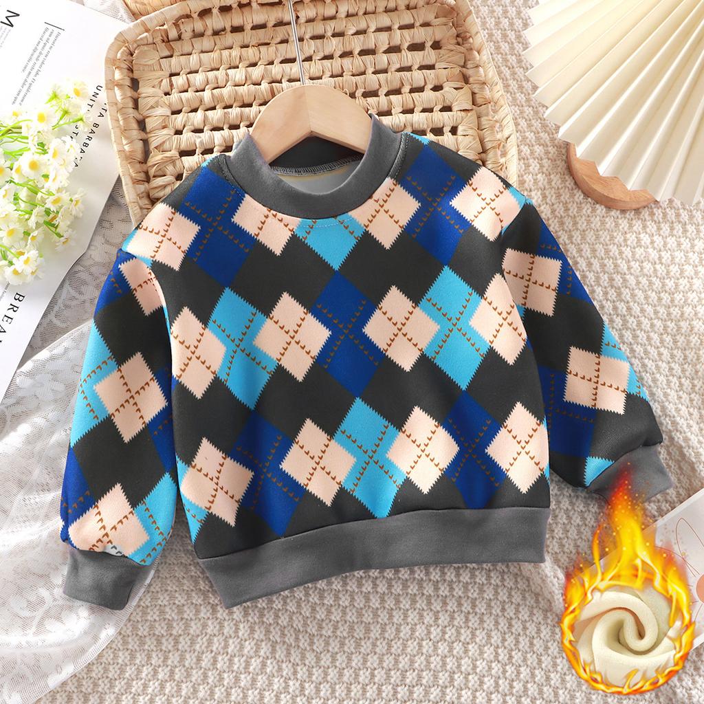 Autumn and Winter Children's Velvet Thickened Christmas T-shirt Children's Printing Sweatshirt Casual Children's Clothing for Winter New Year Gift
