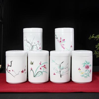 Cylindrical Tea Pot Ceramic Cover Sealed Storage Powder Paste Pot Living Room Coffee Table Decorative Tea Container Ceramic Pot