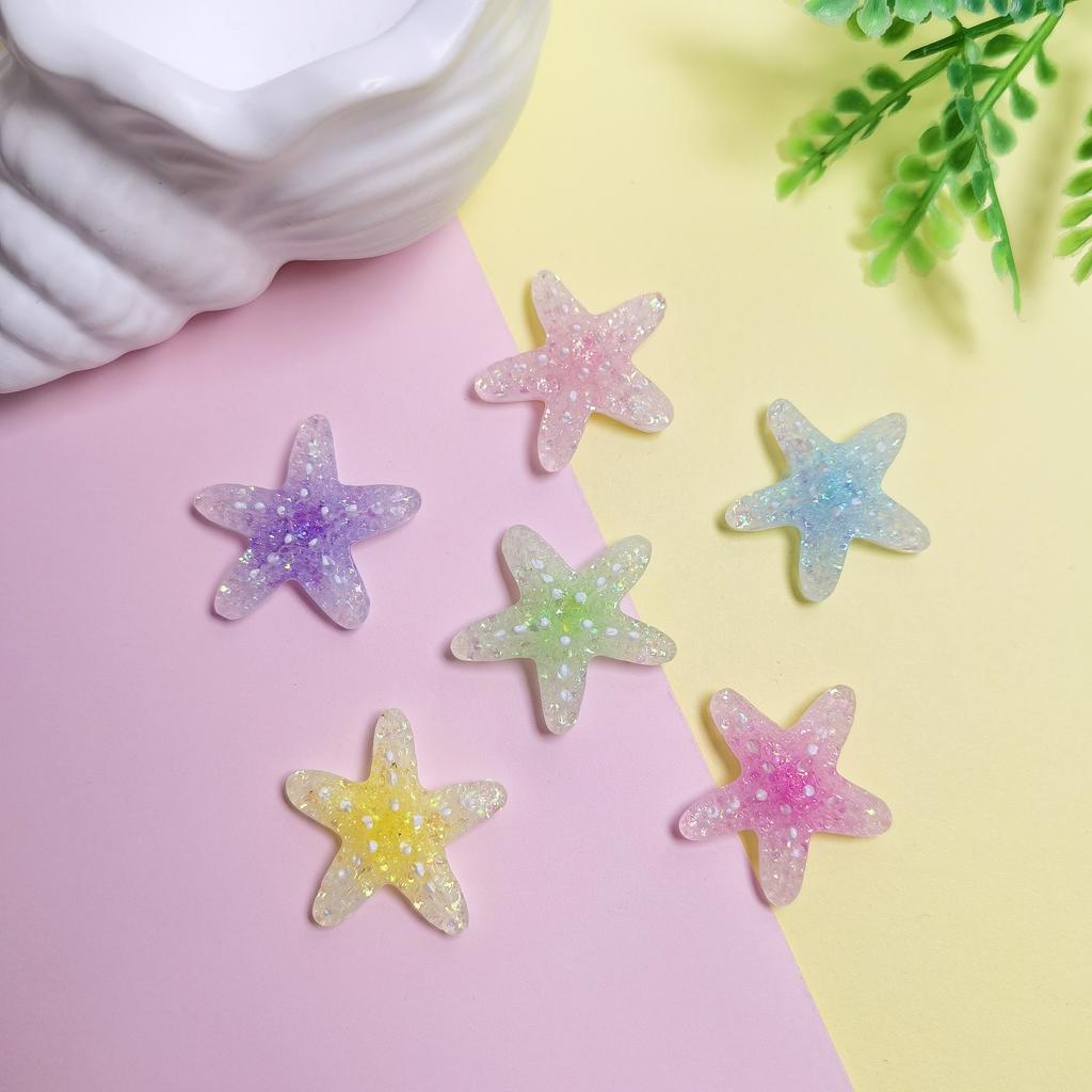 New 100Pcs Cute Colorful Starfish Shape Flatback Resin Cabochons Summer Sea Beach Animals Embellishments for Scrapbooking DIY