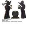 Desktop Shelf Witch Figurine Set 3Pcs Halloween Cauldron Lantern Potion Bottle Table Decorations, Rustic Wooden Minimalist Party Centerpieces Tabletop