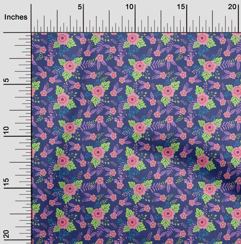 oneOone Cotton Poplin Dark Purple Fabric Kids Floral Quilting Supplies Print Sewing Fabric By The Yard 42 Inch