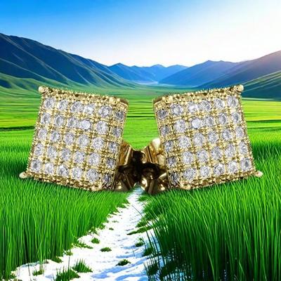 Nowe Eleganckie Kwadratowe Kolczyki Cyrkoniowe podkreślające Temperament, Nowe Wysokiej Klasy, Olśniewające, Luksusowe i Wykwintne Akcesoria