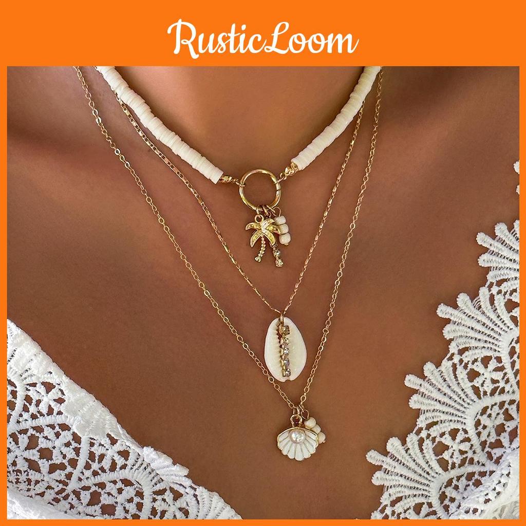Trendy Multi-layer Shell And Insect Alloy Necklace Perfect For Summer Beach Getaways