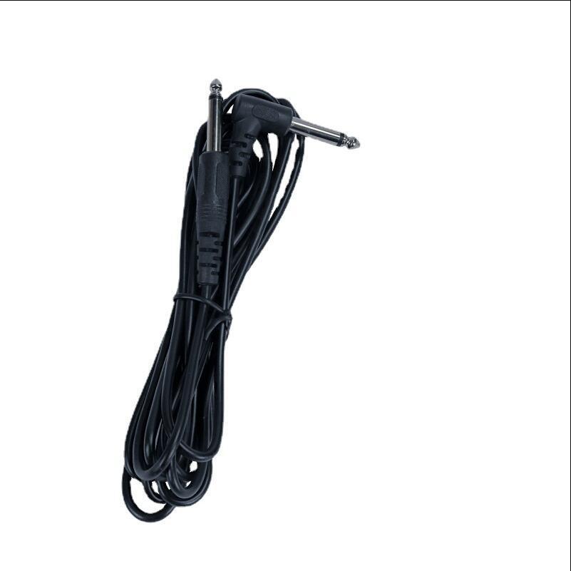 Black Leather Braided Noise-Reducing Audio Cable for Electric and Acoustic Guitars