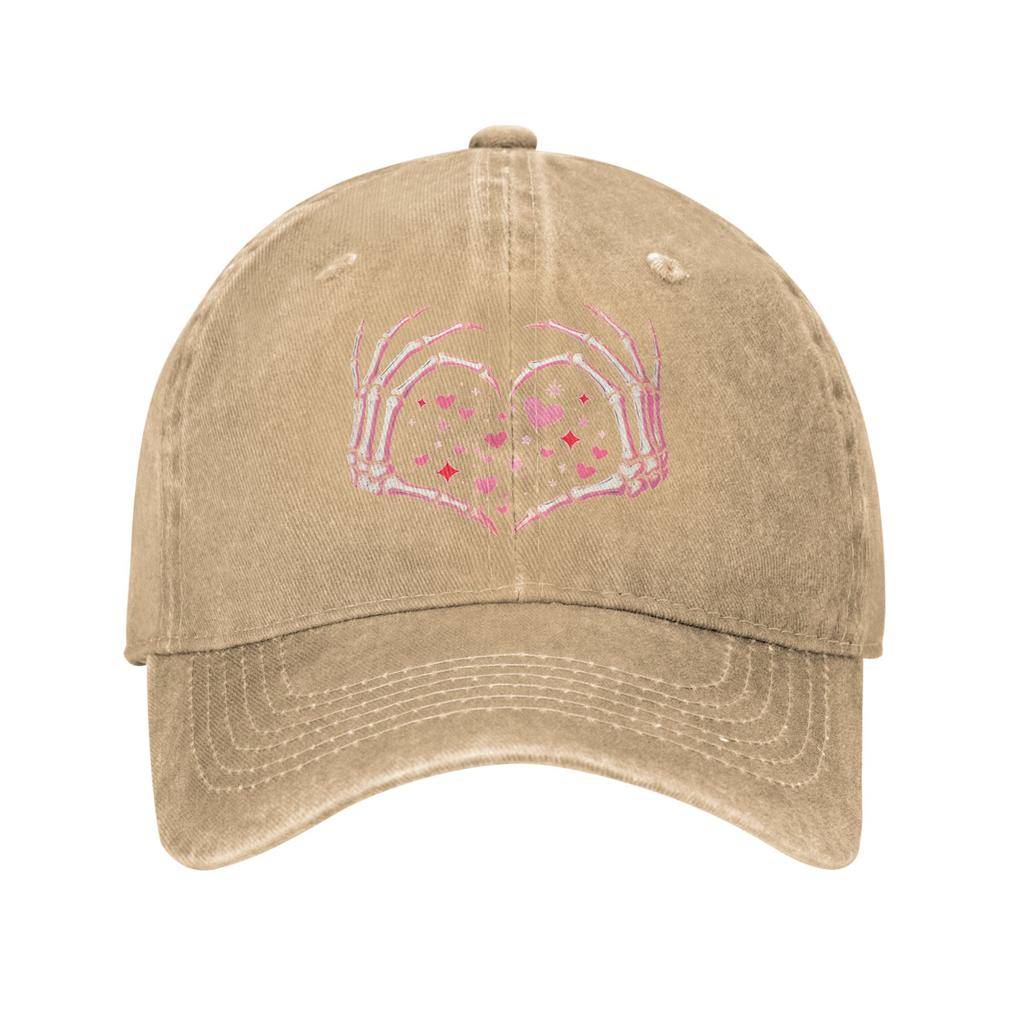 Valentines Day Skeleton Hand Heart Casual Baseball Cap For UnisexTeens Summer Running Hippie Trucker Hat Snapback Cap