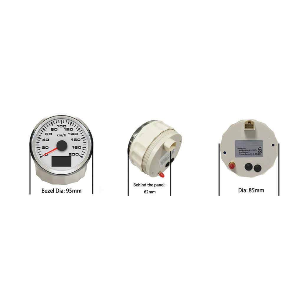 85mm Boat Car 0-120KM/H 0-200KM/H GPS Speedometer with 8 Colors Backlight Waterproof Speedometer 9~32V Trip\COG\ODO