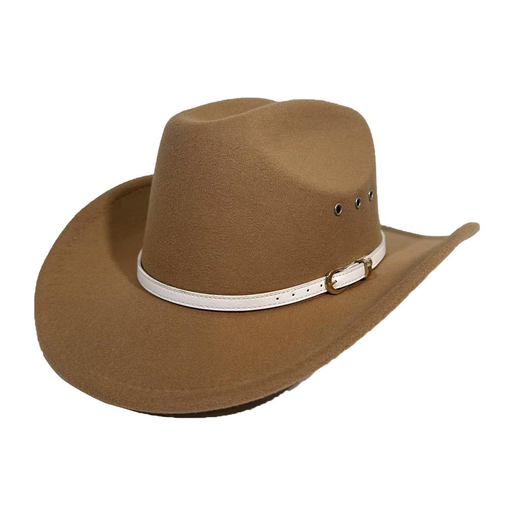 New Western Cowboy Hat One-Word Top Hat Big Eave Hat European And American Fashion Ethnic Style Jazz Hat