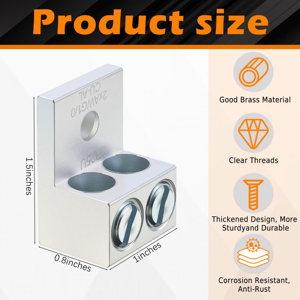 4 Pack Aluminum Grounding Terminals with Dual Holes for Dependable Electrical Ground Connection and Conductivity