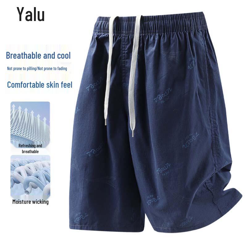 Yalu Men s Pure Cotton Printed Loose Fit Shorts 3XL