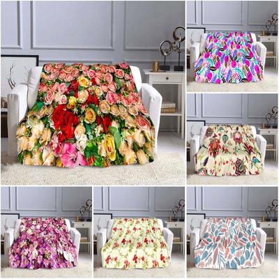 Couverture florale Rose, douce et chaude, imprimée, légère, pour enfants, adultes, femmes, cadeau