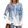 Fashionable Women's Long Sleeved Floral Printed Lightweight Sweater With Loose Round Neck Top